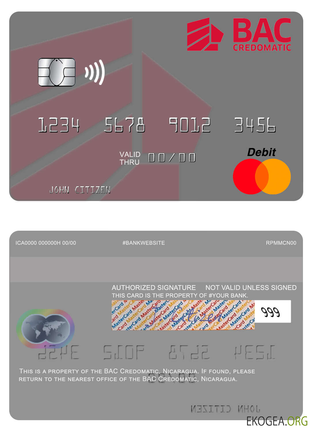 Nicaragua BAC Credomatic mastercard 1 template